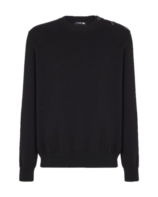 Balmain Black Fine Knit Jumper for men