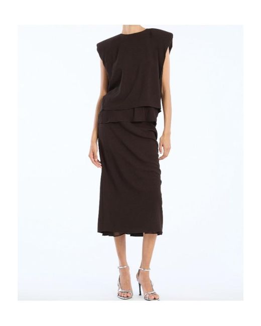 ROTATE BIRGER CHRISTENSEN Brown Two Layer Boxy Vest