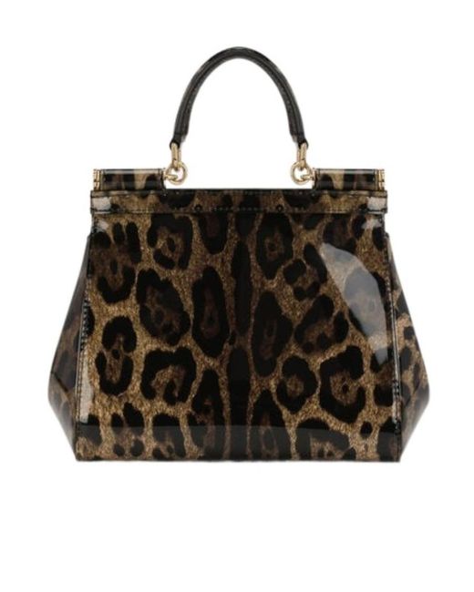 Dolce & Gabbana Black Leopard-Print Sicily Tote Bag
