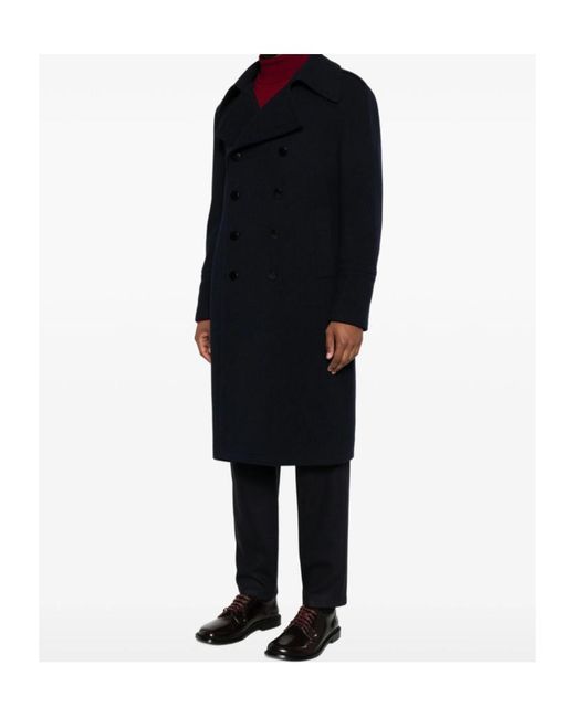 Tagliatore Blue Double-Breasted Coat for men