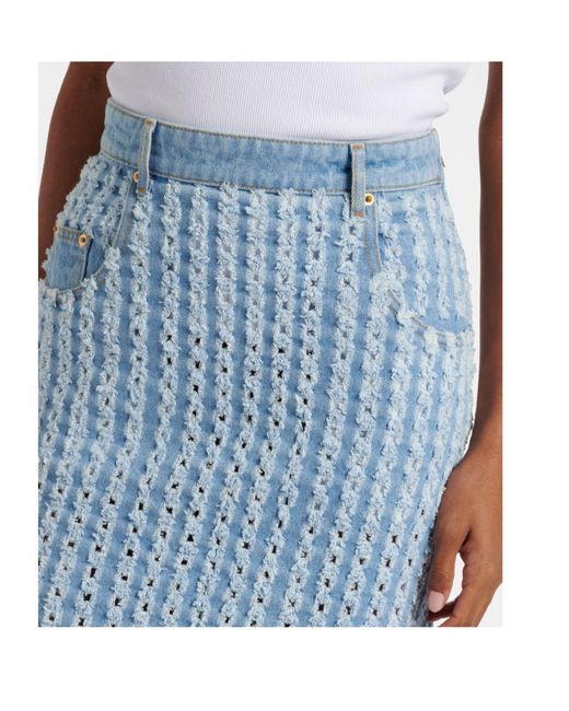 Nina Ricci Blue Striped Denim Pencil Skirt