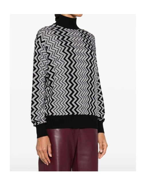Missoni Black Zigzag Straight Hem Jumper