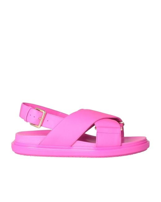 Marni Pink Simple Leather Sandals