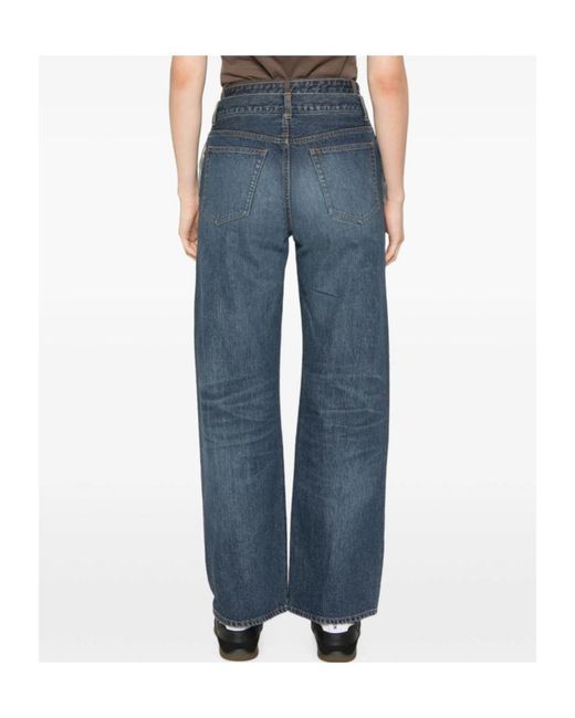 Sacai Blue Belted Layered-Waist Jeans
