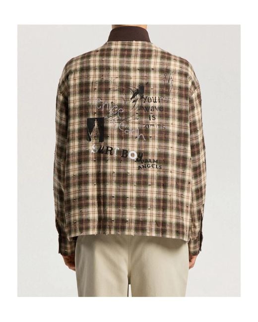 Palm Angels Brown Checked Shirt for men