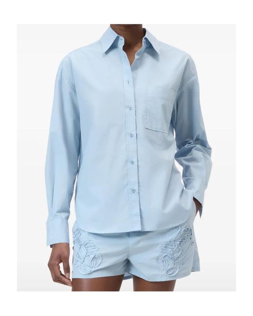 Closed Blue Embroidered Oversized Shirt