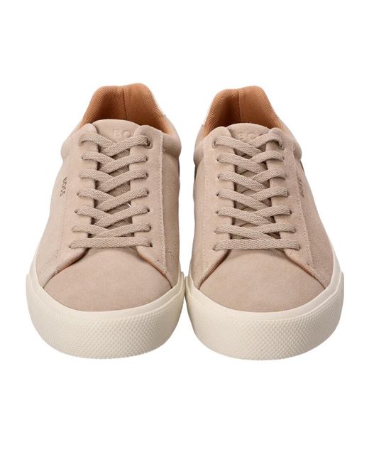 Boss Brown Round Toe Low Top Casual Shoes for men