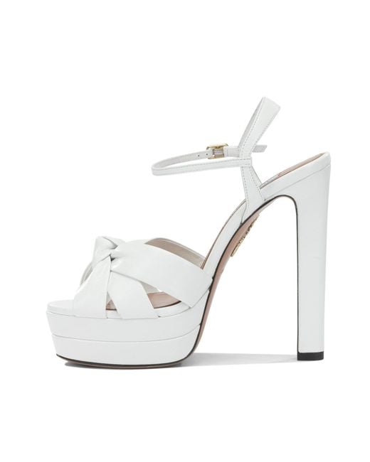 Aquazzura White Nina Plateau Platform Heeled Sandals