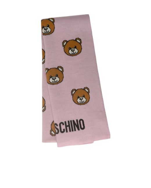Moschino Pink Teddy Bear Pattern Scarf for men