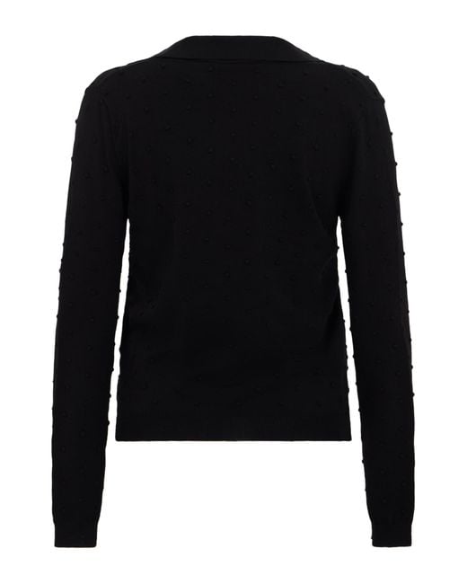 Max Mara Black Bobble-Knit Polo Sweater