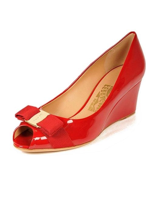 Ferragamo Red Bow Wedges