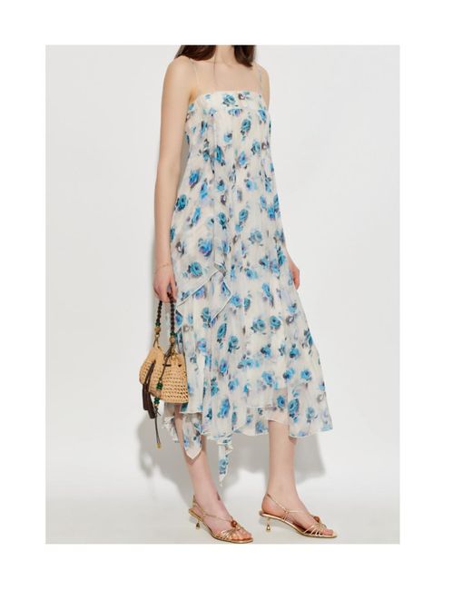 Tory Burch Blue Printed Silk Dress