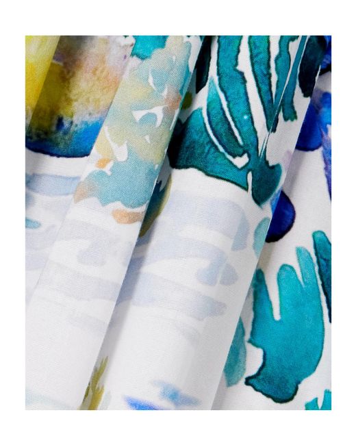 Mary Katrantzou Blue Iris Pleated Floral-Print Cotton-Poplin Midi Dress