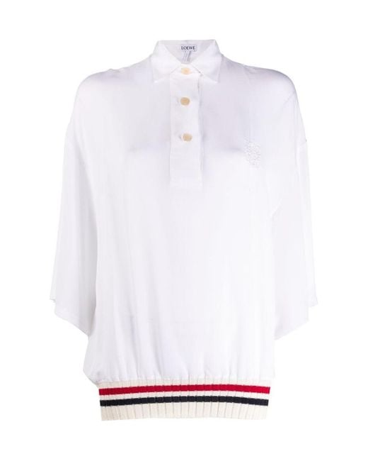 Loewe White Ribbed Trim Polo Shirt
