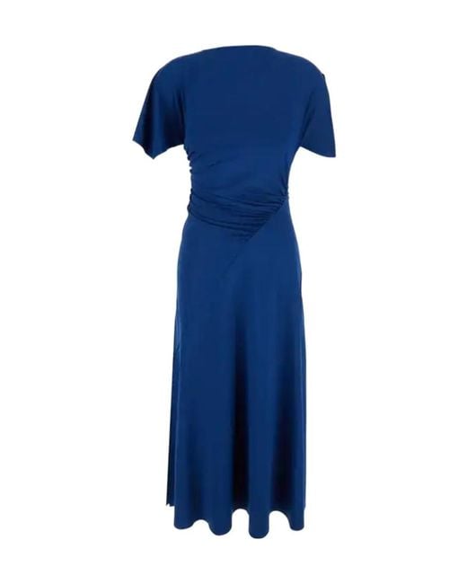 Victoria Beckham Blue Blousey Midi Dress