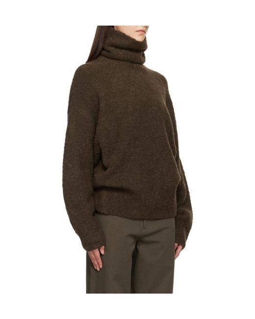 Totême Brown Loop Fleece Turtleneck Sweater