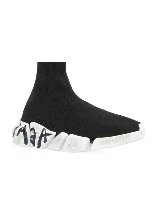 Balenciaga Black Speed 2.0 Sole-Printed Sock Sneakers for men