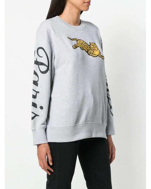 KENZO Gray Tiger Printed Long-Sleeved Sweater