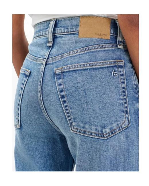 Rag & Bone Blue Harlow Ankle Straight Jeans