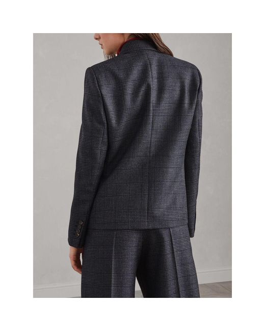 Brunello Cucinelli Blue Check-Pattern Blazer
