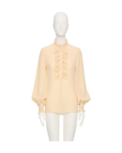 Valentino White Ruffled Button-Up Shirt