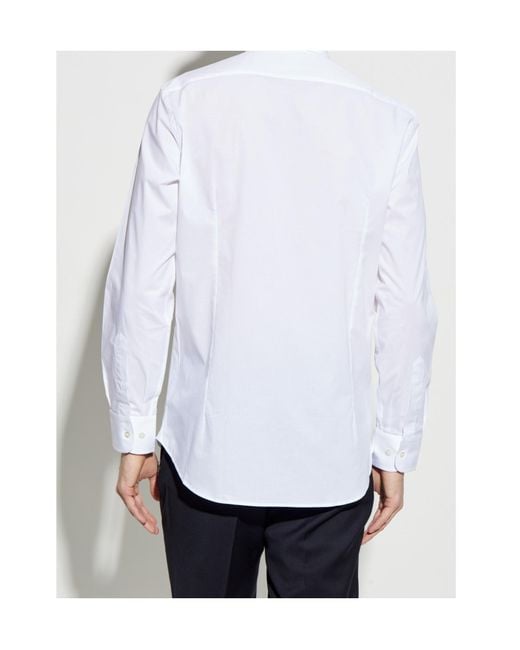 Etro White Buttoned Curved Hem Shirt for men