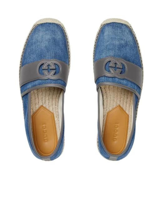 Gucci Blue Cut-Out Logo Denim Espadrillas for men
