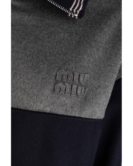 Miu Miu Blue Wool-Cashmere Bomber Jacket