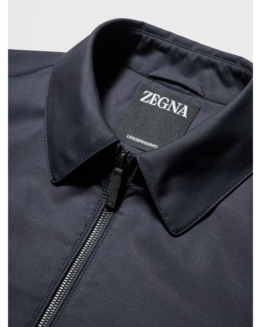 Zegna Blue Leggerissimo Zipped Shirt Jacket for men