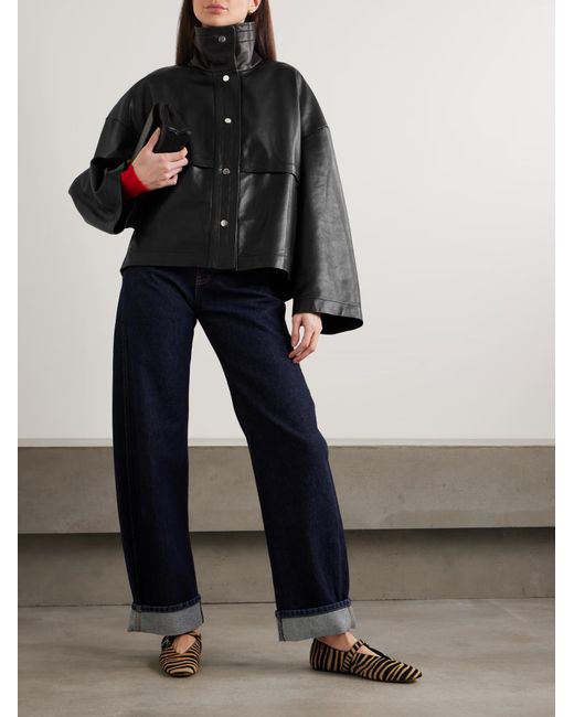 Nour Hammour Black Park Leather Jacket