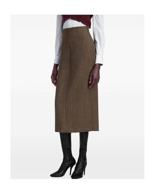 Maison Margiela Brown Herringbone Midi Skirt