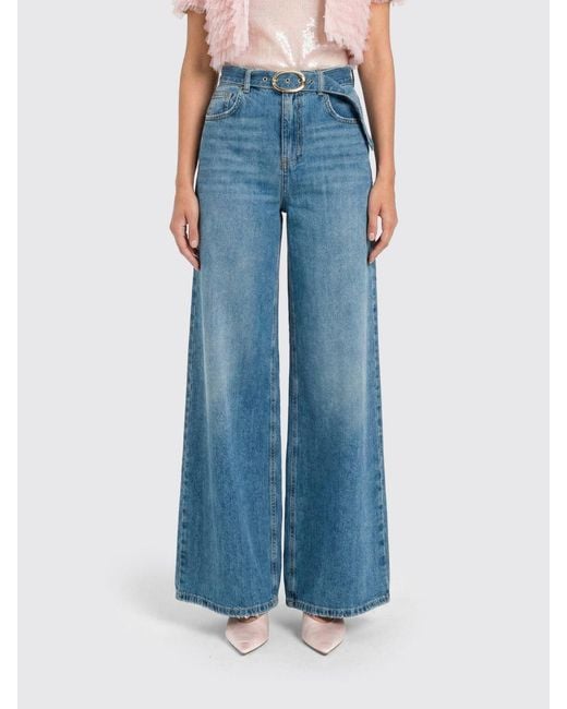 Twinset Blue High-Rise Wide-Leg Jeans