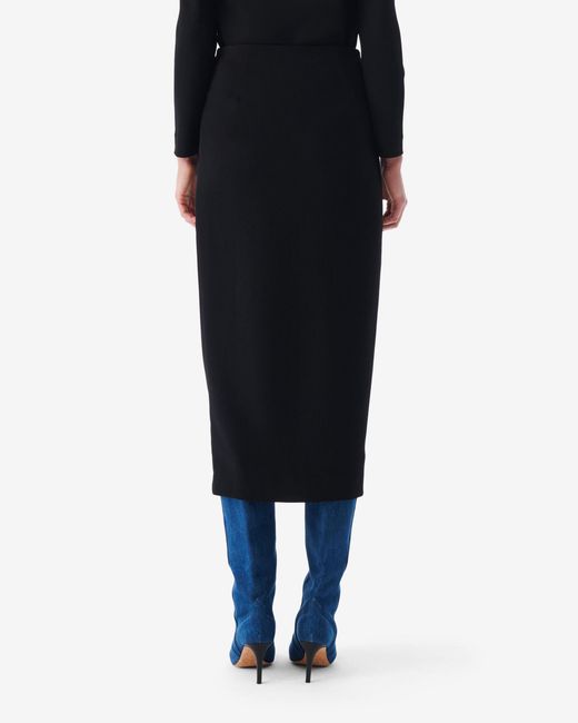 IRO Black Pumko Wrap Mid-Length Skirt