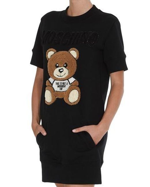 Moschino Black Teddy Bear Embroidered Dress