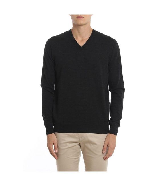 Drumohr Black V-Neck Knitted Jumper for men