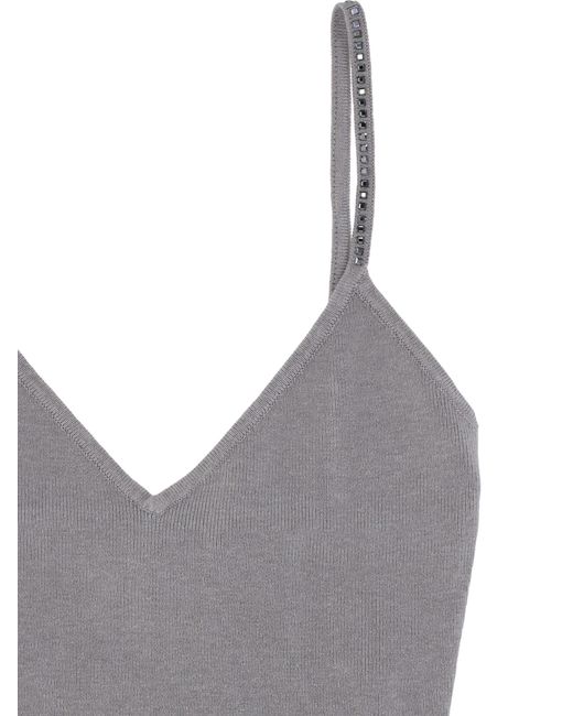 retroféte Gray Retrofete Embellished Strap Knit Top