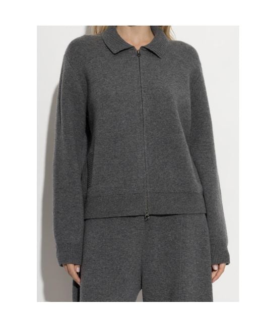 Lisa Yang Gray Aleya Zip-Up Cardigan