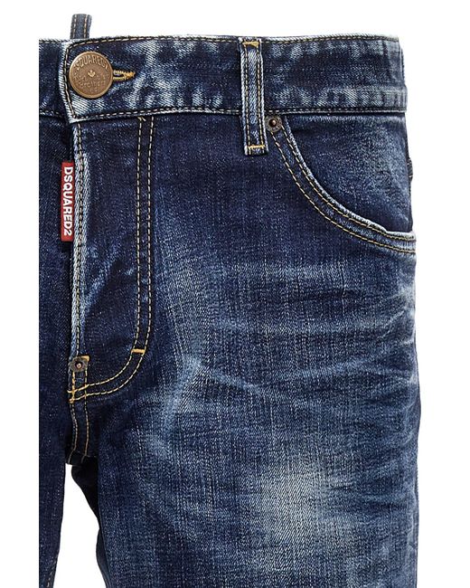 DSquared² Blue Flag Patch Slim-Cut Jeans for men