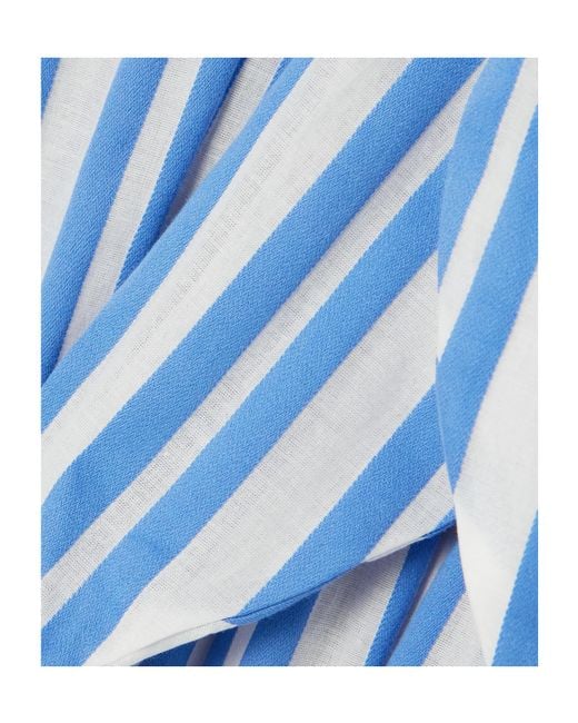 Johanna Ortiz Blue Buena Mar Belted Striped Cotton-Voile Midi Dress