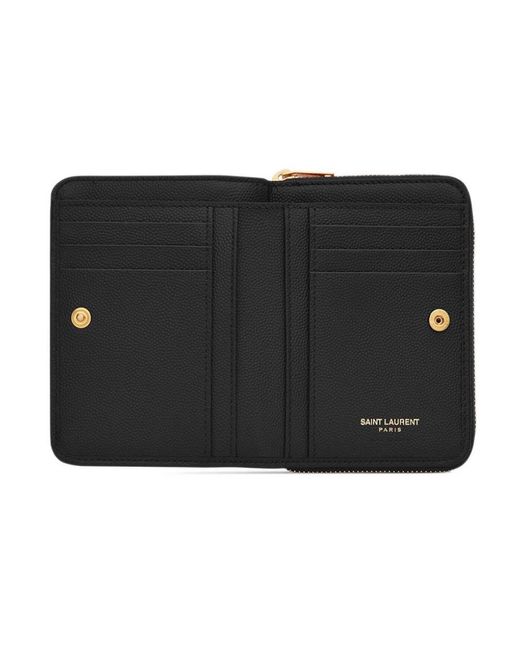 Saint Laurent Black Cassandre Logo Plaque Wallet