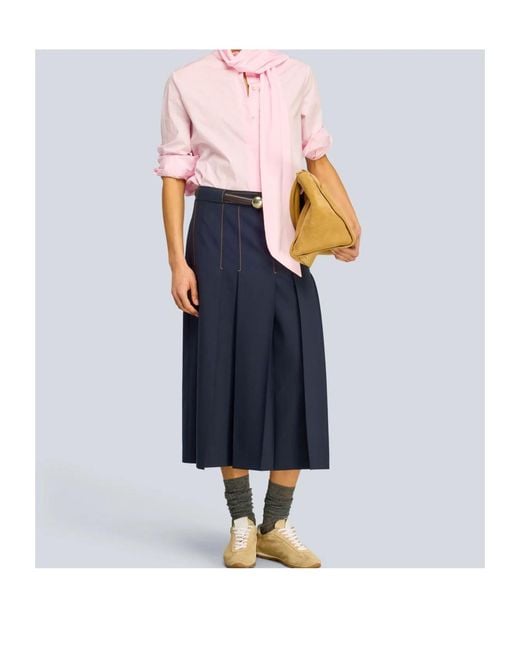 Semicouture Blue Pleated Midi Skirt