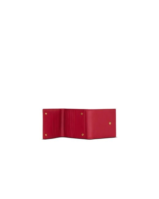 Balmain Red Pulse Trifold Smooth Leather Wallet