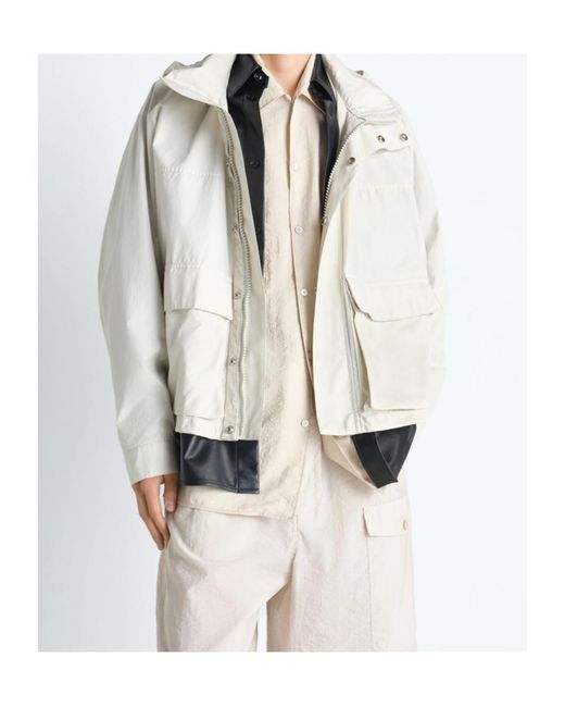 Lemaire White Drawstring Hooded Rain Jacket for men