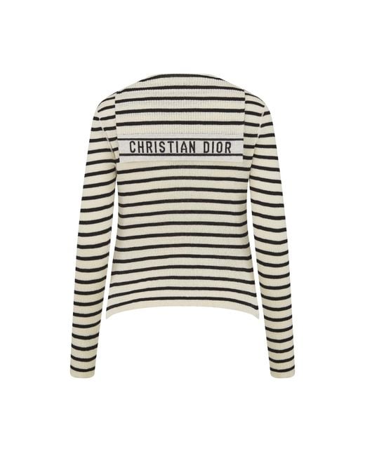 Dior Blue Striped V-Neck Jumper