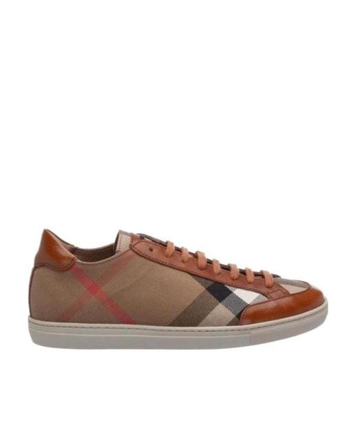 Burberry Brown Check Lace Low-Cut Casual Shoes