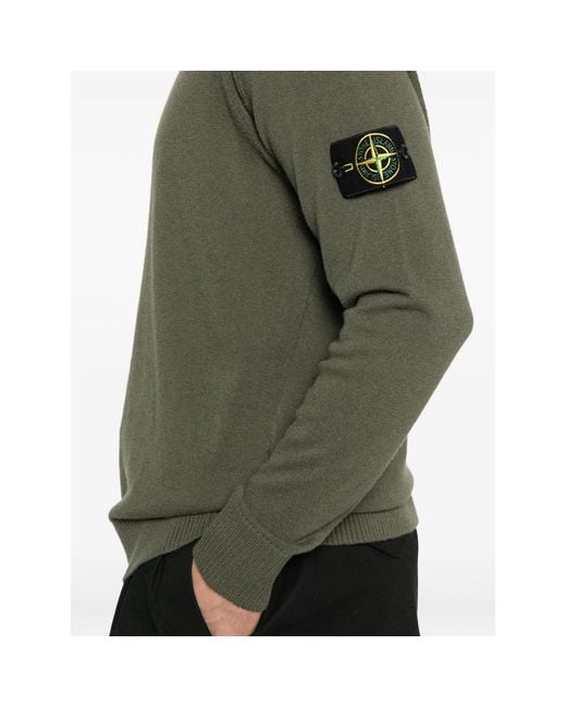 Stone Island Green Compass Badge Crewneck Jumper for men