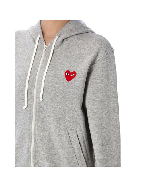 Comme des Garçons White Heart-Shaped Zipper Hoodie