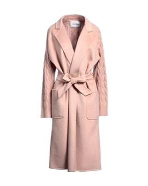 Max Mara Pink Stylish Minimalist Long Belted Coat