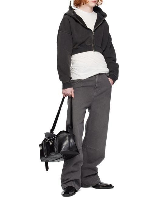 Entire studios Black Long Sleeved Cropped Zipped Hoodie