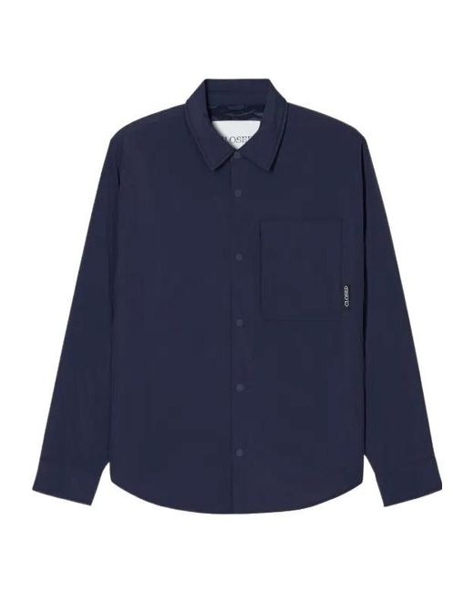 Closed Blue Pocket-Patch Shirt Jacket for men